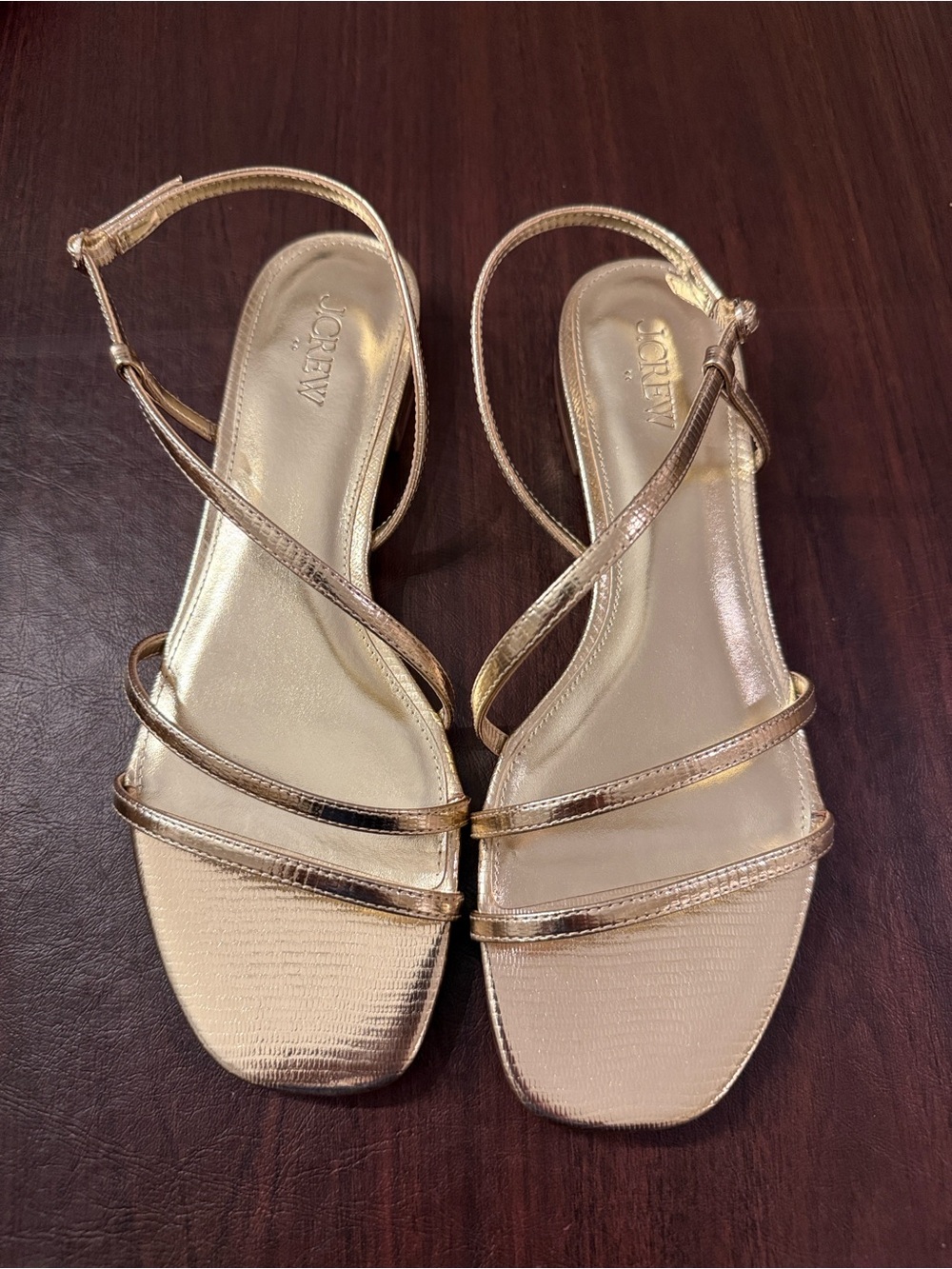 J. Crew Metallic Gold Strappy Slingback Sandals